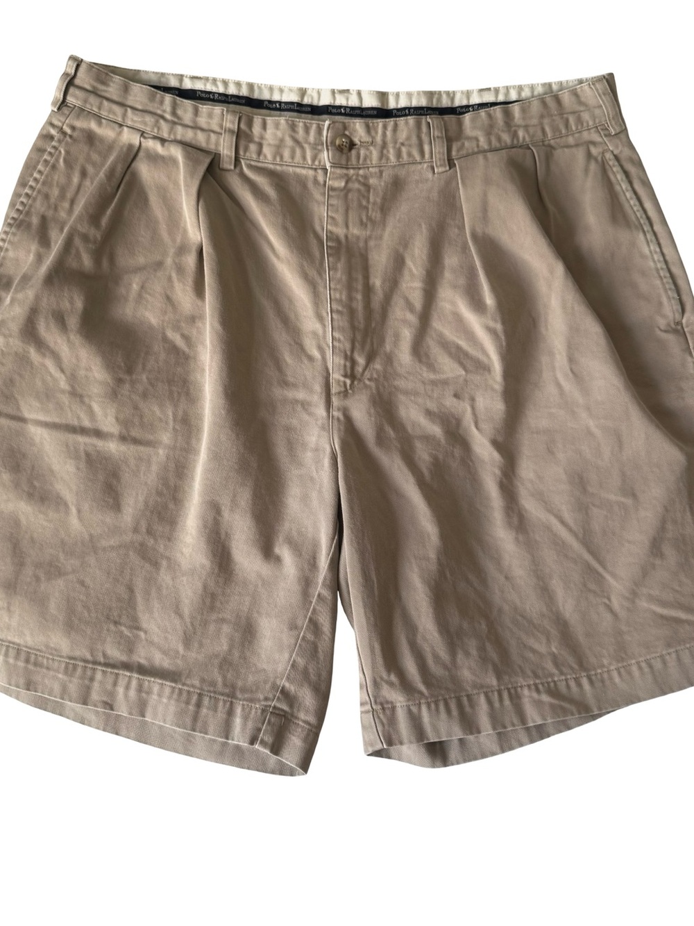 Polo Ralph Lauren Men's Beige Cotton Chino Pleated Shorts Size 38